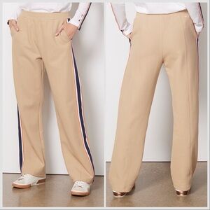 The Upside Tan Track Pants with Navy and Pink Stripes